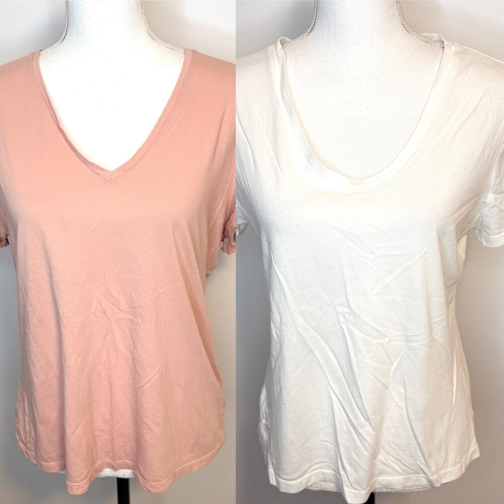A New Day Target Short Sleeved V Neckline T Shirt Bundle Pink White Size Medium